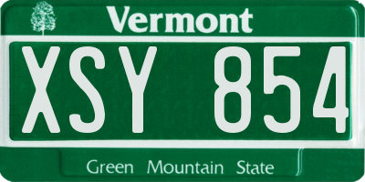 VT license plate XSY854