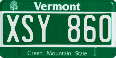 VT license plate XSY860