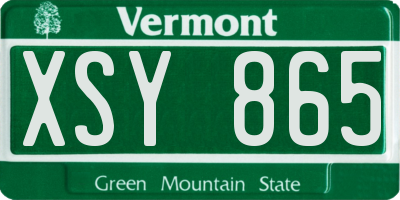 VT license plate XSY865