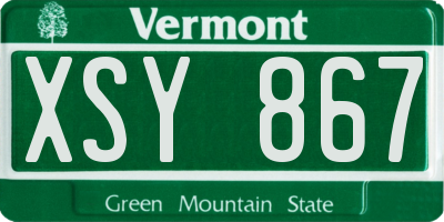 VT license plate XSY867