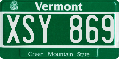 VT license plate XSY869