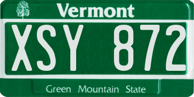 VT license plate XSY872