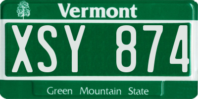 VT license plate XSY874