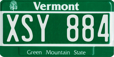 VT license plate XSY884
