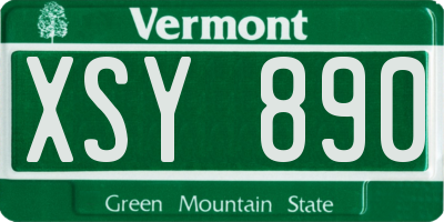 VT license plate XSY890