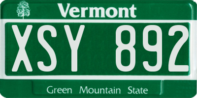 VT license plate XSY892