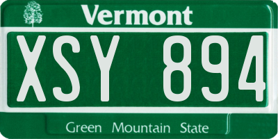 VT license plate XSY894