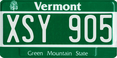 VT license plate XSY905