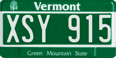 VT license plate XSY915