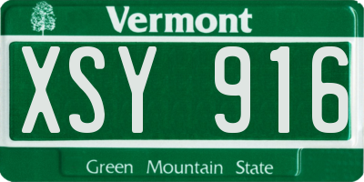 VT license plate XSY916