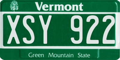 VT license plate XSY922