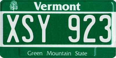 VT license plate XSY923