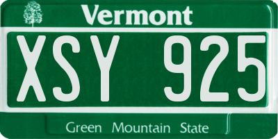 VT license plate XSY925