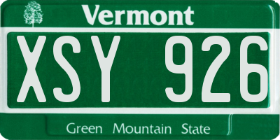 VT license plate XSY926
