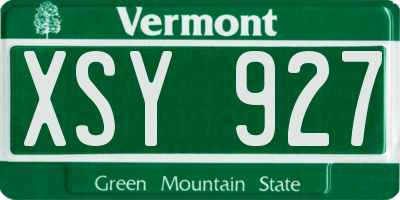 VT license plate XSY927