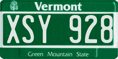 VT license plate XSY928