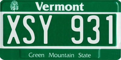 VT license plate XSY931