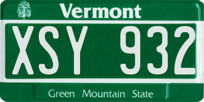VT license plate XSY932