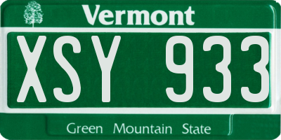 VT license plate XSY933