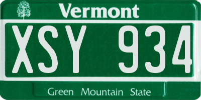 VT license plate XSY934