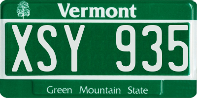 VT license plate XSY935
