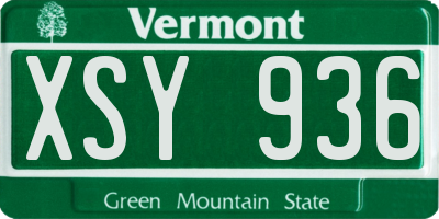 VT license plate XSY936