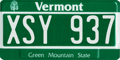 VT license plate XSY937
