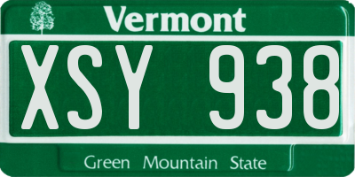 VT license plate XSY938