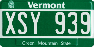 VT license plate XSY939
