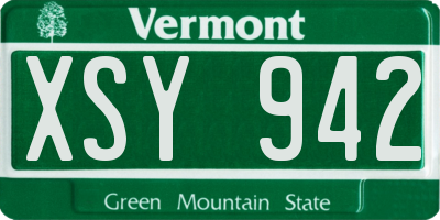 VT license plate XSY942