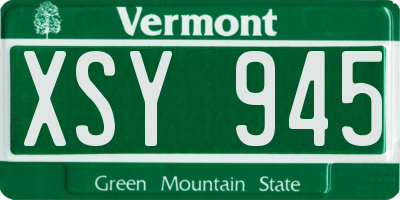 VT license plate XSY945