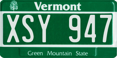 VT license plate XSY947