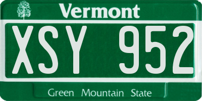 VT license plate XSY952