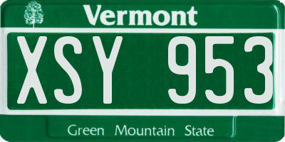 VT license plate XSY953