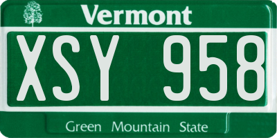 VT license plate XSY958
