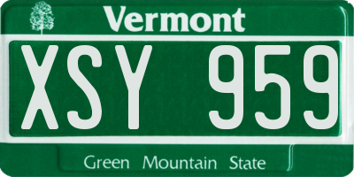 VT license plate XSY959
