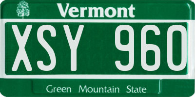 VT license plate XSY960
