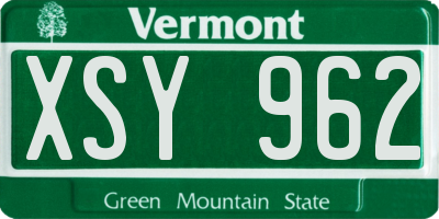 VT license plate XSY962