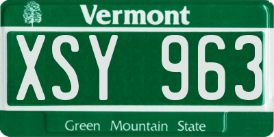 VT license plate XSY963