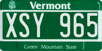 VT license plate XSY965