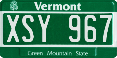 VT license plate XSY967