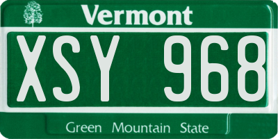 VT license plate XSY968