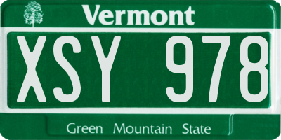 VT license plate XSY978