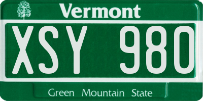 VT license plate XSY980