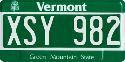 VT license plate XSY982