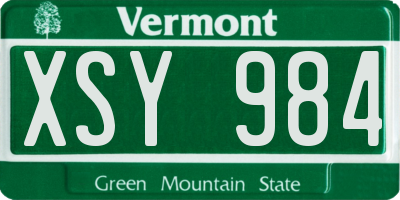 VT license plate XSY984