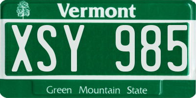 VT license plate XSY985