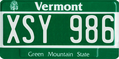 VT license plate XSY986