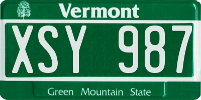 VT license plate XSY987