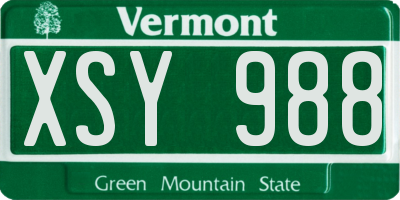 VT license plate XSY988